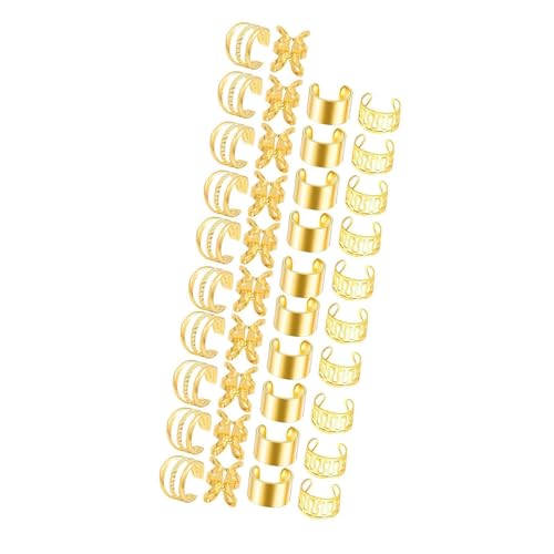JAYIOLA 40 Stück Dreadlocks Beads Haar Ringe Braids Clips Metall Haar Cuffs Flechtzubehör für Frauen mit Einstellbarem Verschluss für Schule Büro Geschenk Kr, Gold 40 Stück von JAYIOLA