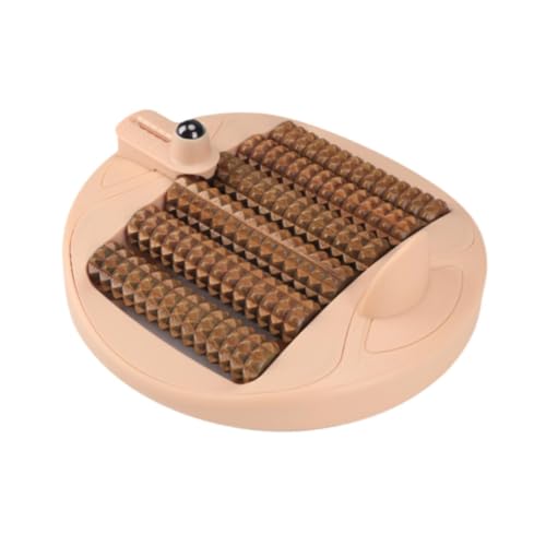 JAYIOLA Fußroller Holz Fußmassageroller Akupressur Walze Massagegerät Manuell Tragbar mit Rutschfester PP Basis für Männer Frauen Tägliche Entspannung Büro zu, Dunkelbraun von JAYIOLA