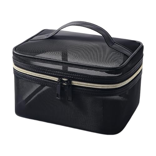 JAYIOLA Mesh Makeup Tasche Kosmetiktasche Aufbewahrungstasche Tragetasche Aus Robustem Polyester für Frauen Männer Reisen Urlaub Alltag, wie Bild, 21x16x12cm von JAYIOLA