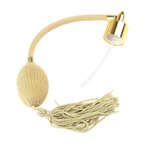 JAYIOLA Parfümzerstäuber Sprühkopf Ersatzdüse Pumpzerstäuber mit Einer Eleganten Langen Quaste Aus Robustem PP Gurtband für Damen auf Reisen Und zu Hause, Gold von JAYIOLA