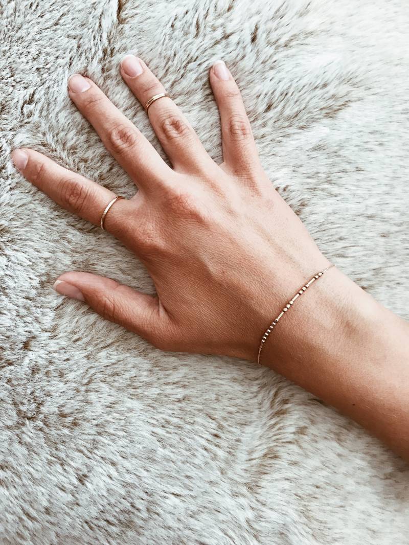 Custom Morse-Code-Armband Oder Fußkettchen in 14K Gold Fill, Rosegold Fill .925 Sterling Silber von JAYNEandJAMES