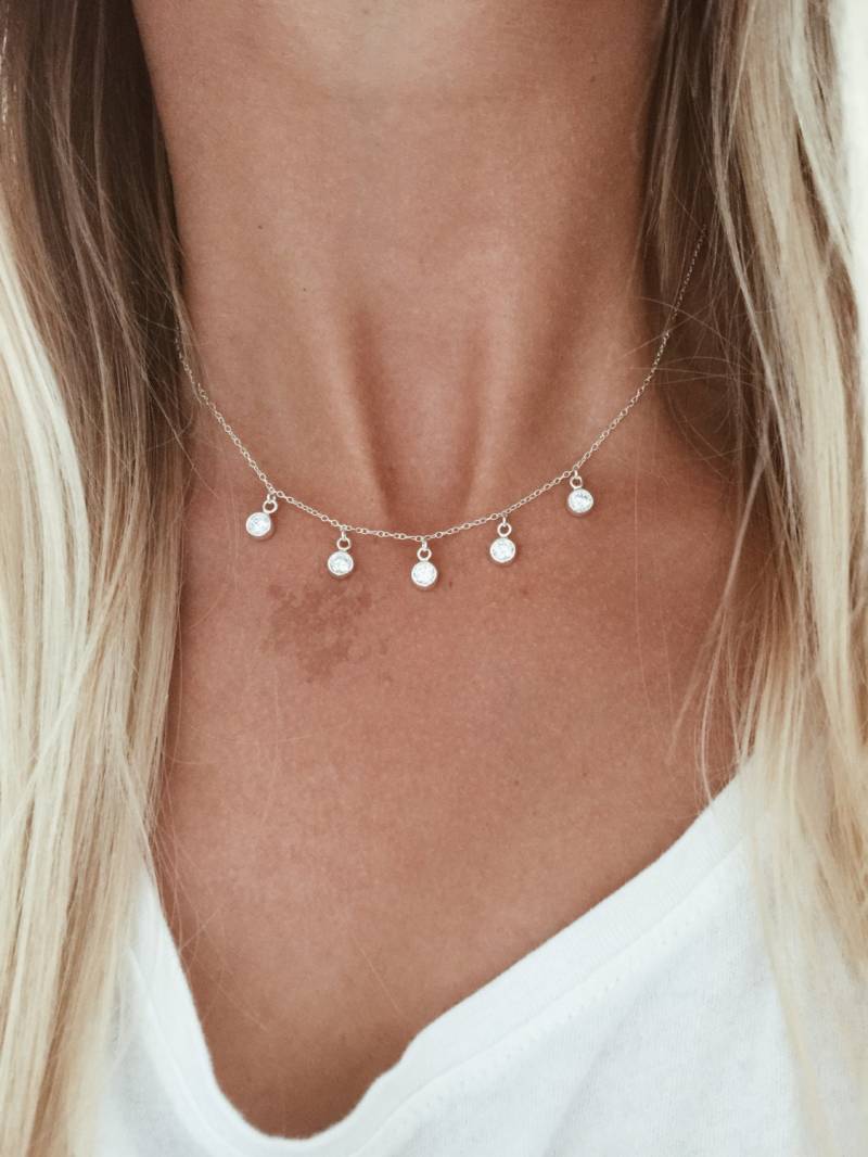 Fünf Kristall Anhänger in Sterling Silber Oder 14/20 Rosegold Fill von JAYNEandJAMES
