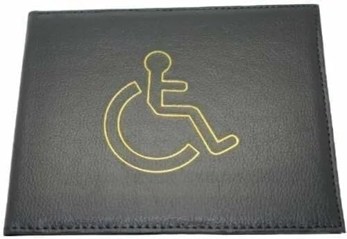 Ausweis- und Timer-Halter für Behinderte, PU-Leder, Blau, Brieftaschenschutz, Behindertenparkausweis, Hologramm-sicher, Schwarz, 4 cm von JAYOGLA