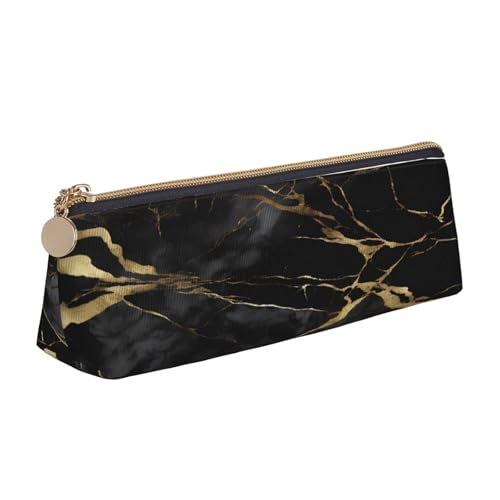 JAYWIS Federmäppchen aus Leder, dreieckig, für Schule, Büro und Reisen, hochwertiger Reißverschluss, Schwarz, weiß, Einheitsgröße, Taschen-Organizer von JAYWIS