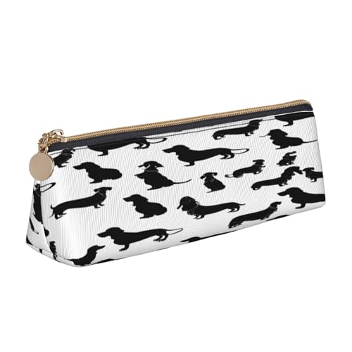 JAYWIS Federmäppchen aus Leder, dreieckig, mit Dackel-Motiv, für Schule, Büro und Reisen, Premium-Reißverschluss-Design, Schwarz, weiß, Einheitsgröße, Taschen-Organizer JAYWIS Federmäppchen aus Leder, dreieckig, mit Dackel-Motiv, für Schule, Büro und Reisen, Premium-Reißverschluss-Design, Schwarz, weiß, Einheitsgröße, Taschen-Organizer von JAYWIS