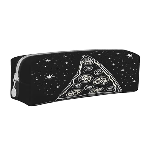 JAYWIS Federmäppchen aus Leder (Pizza-Konstellation) mit Reißverschluss, handgefertigt, Crossgrain, kompakt für Schule, Büro und Reisen, weiß, Einheitsgröße, Kosmetikkoffer von JAYWIS