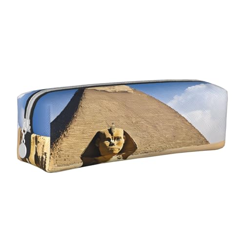 JAYWIS Federmäppchen aus Leder (Pyramids of Egypt) mit Reißverschluss, handgefertigt, Crossgrain, kompakt für Schule, Büro und Reisen, weiß, Einheitsgröße, Kosmetikkoffer von JAYWIS