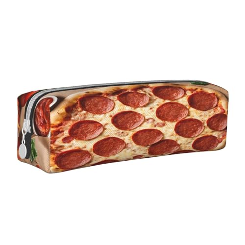JAYWIS Federmäppchen aus Leder mit 3D-Pizza-Aufdruck, mit Reißverschluss, handgefertigt, Crossgrain, kompakt für Schule, Büro und Reisen, weiß, Einheitsgröße, Kosmetikkoffer von JAYWIS