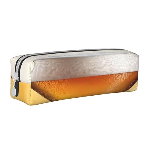 JAYWIS Federmäppchen aus Leder mit Bierblasen-Aufdruck, mit Reißverschluss, handgefertigt, Crossgrain, kompakt für Schule, Büro und Reisen, weiß, Einheitsgröße, Kosmetikkoffer von JAYWIS