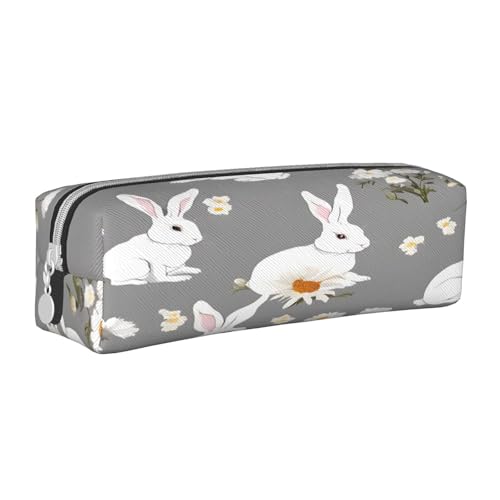 JAYWIS Federmäppchen aus Leder mit Blumenmuster, mit Reißverschluss, handgefertigt, Crossgrain, kompakt für Schule, Büro und Reisen, weiß, Einheitsgröße, Kosmetikkoffer von JAYWIS