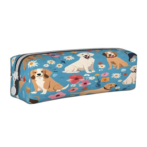 JAYWIS Federmäppchen aus Leder mit Blumenmuster, mit Reißverschluss, handgefertigt, Crossgrain, kompakt für Schule, Büro und Reisen, weiß, Einheitsgröße, Kosmetikkoffer von JAYWIS