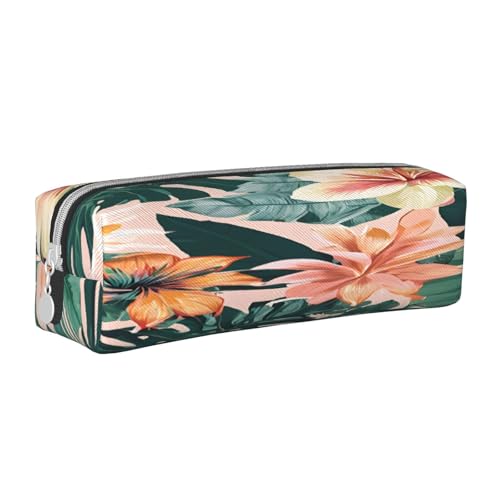 JAYWIS Federmäppchen aus Leder mit Blumenmuster, mit Reißverschluss, handgefertigt, Crossgrain, kompakt für Schule, Büro und Reisen, weiß, Einheitsgröße, Kosmetikkoffer von JAYWIS