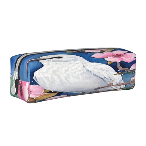 JAYWIS Federmäppchen aus Leder mit Blumenmuster, mit Reißverschluss, handgefertigt, Crossgrain, kompakt für Schule, Büro und Reisen, weiß, Einheitsgröße, Kosmetikkoffer von JAYWIS