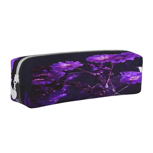 JAYWIS Federmäppchen aus Leder mit Blumenmuster, mit Reißverschluss, handgefertigt, Crossgrain, kompakt für Schule, Büro und Reisen, weiß, Einheitsgröße, Kosmetikkoffer von JAYWIS