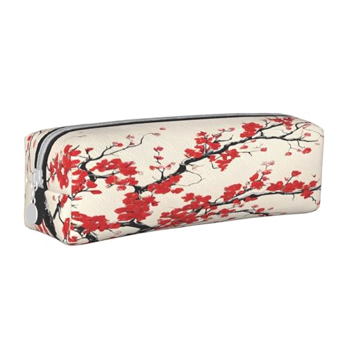 JAYWIS Federmäppchen aus Leder mit Blumenmuster, mit Reißverschluss, handgefertigt, Crossgrain, kompakt für Schule, Büro und Reisen, weiß, Einheitsgröße, Kosmetikkoffer von JAYWIS