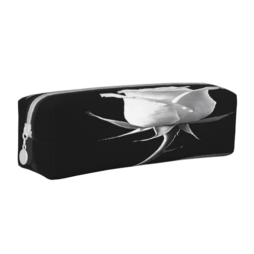 JAYWIS Federmäppchen aus Leder mit Blumenmuster, mit Reißverschluss, handgefertigt, Crossgrain, kompakt für Schule, Büro und Reisen, weiß, Einheitsgröße, Kosmetikkoffer von JAYWIS