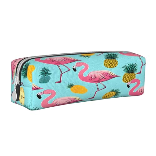 JAYWIS Federmäppchen aus Leder mit Flamingos-Aufdruck, mit Reißverschluss, handgefertigt, Crossgrain, kompakt für Schule, Büro und Reisen, weiß, Einheitsgröße, Kosmetikkoffer von JAYWIS