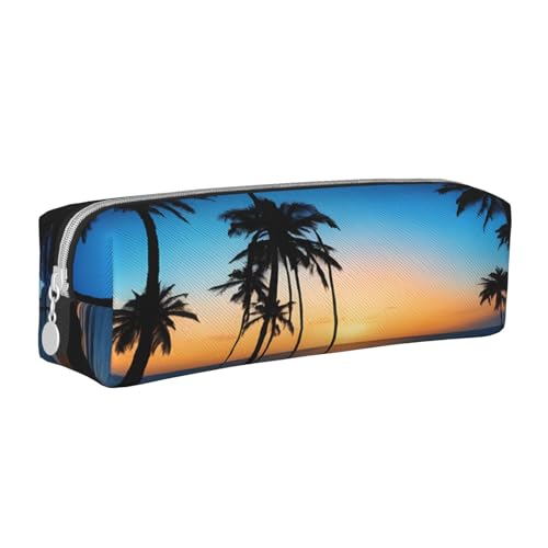 JAYWIS Federmäppchen aus Leder mit Hawaii-Strand-Aufdruck, mit Reißverschluss, handgefertigt, Crossgrain, kompakt für Schule, Büro und Reisen, weiß, Einheitsgröße, Kosmetikkoffer von JAYWIS