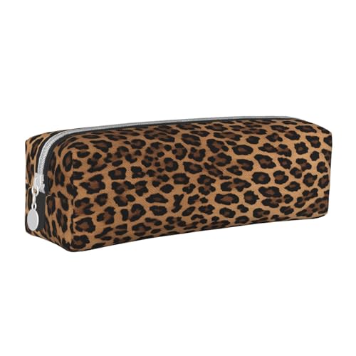 JAYWIS Federmäppchen aus Leder mit Leopardenmuster, mit Reißverschluss, handgefertigt, Crossgrain, kompakt für Schule, Büro und Reisen, weiß, Einheitsgröße, Kosmetikkoffer von JAYWIS