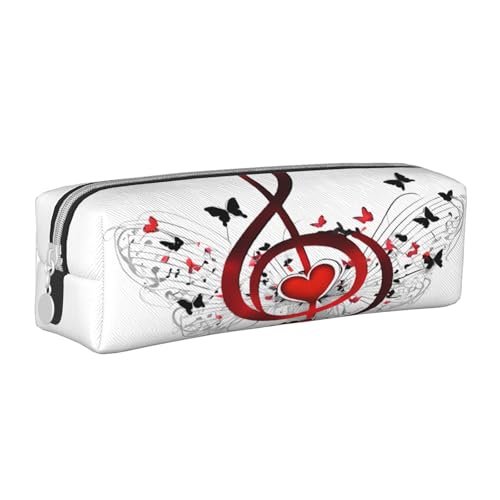 JAYWIS Federmäppchen aus Leder mit Musikmuster, mit Reißverschluss, handgefertigt, Crossgrain, kompakt für Schule, Büro und Reisen, weiß, Einheitsgröße, Kosmetikkoffer von JAYWIS
