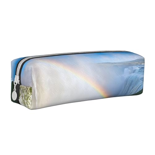 JAYWIS Federmäppchen aus Leder mit Niagarafällen und Reißverschluss, handgefertigt, Crossgrain, kompakt für Schule, Büro und Reisen, weiß, Einheitsgröße, Kosmetikkoffer von JAYWIS