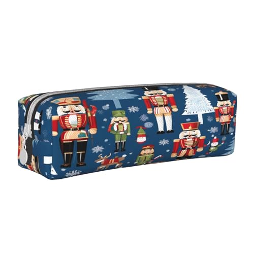 JAYWIS Federmäppchen aus Leder mit Nussknacker-Ballett-Weihnachts-Tanz, mit Reißverschluss, handgefertigt, Crossgrain, kompakt für Schule, Büro und Reisen, weiß, Einheitsgröße, Kosmetikkoffer von JAYWIS