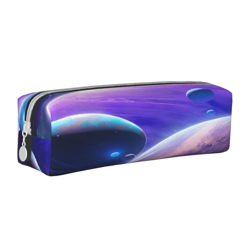 JAYWIS Federmäppchen aus Leder mit Planetendruck, mit Reißverschluss, handgefertigt, Crossgrain, kompakt für Schule, Büro und Reisen, weiß, Einheitsgröße, Kosmetikkoffer von JAYWIS