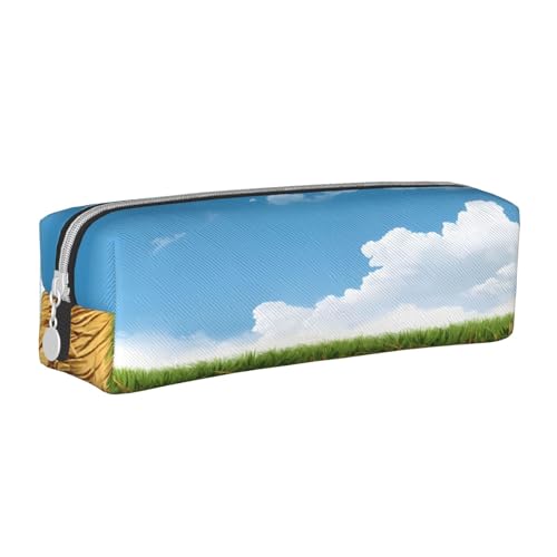 JAYWIS Federmäppchen aus Leder mit Reißverschluss, handgefertigt, Kreuznarbenmuster, kompakt für Schule, Büro und Reisen, weiß, Einheitsgröße, Kosmetikkoffer von JAYWIS