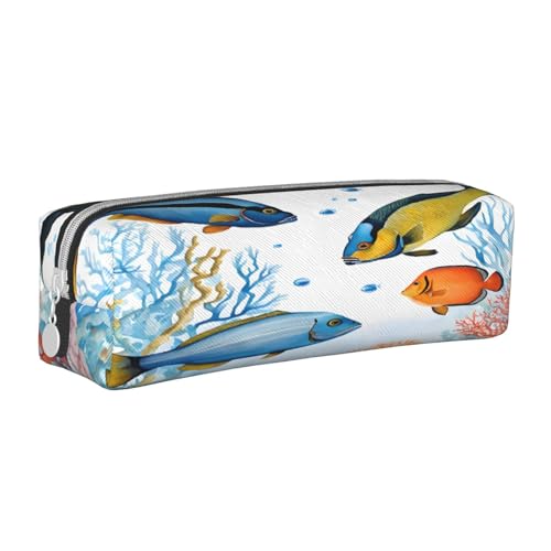 JAYWIS Federmäppchen aus Leder mit Reißverschluss, handgefertigt, Kreuznarbenmuster, kompakt für Schule, Büro und Reisen, weiß, Einheitsgröße, Kosmetikkoffer von JAYWIS