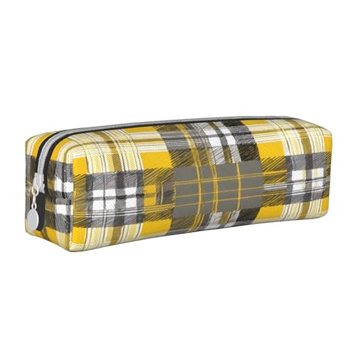 JAYWIS Federmäppchen aus Leder mit Reißverschluss, handgefertigt, Kreuznarbenmuster, kompakt für Schule, Büro und Reisen, weiß, Einheitsgröße, Kosmetikkoffer von JAYWIS