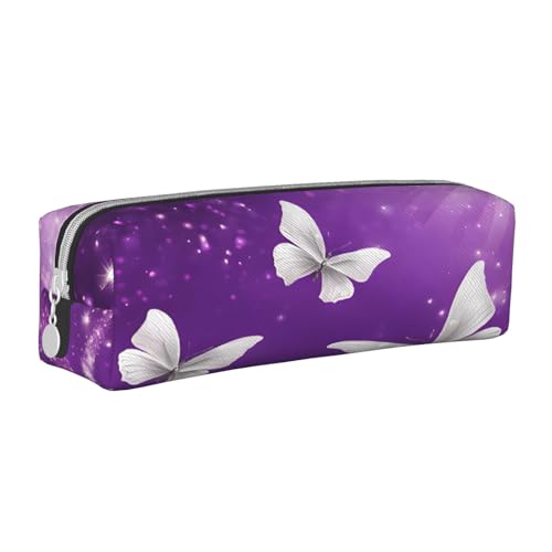 JAYWIS Federmäppchen aus Leder mit Reißverschluss, handgefertigt, Kreuznarbung, kompakt, für Schule, Büro und Reisen, Violett, weiß, Einheitsgröße, Kosmetikkoffer von JAYWIS