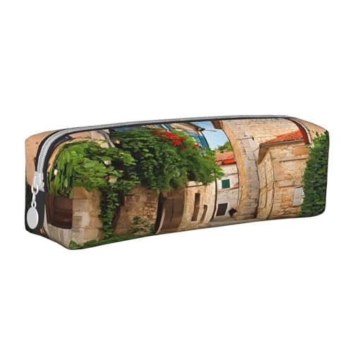 JAYWIS Federmäppchen aus Leder mit Reißverschluss, handgefertigt, Kreuznarbung, kompakt für Schule, Büro und Reisen, weiß, Einheitsgröße, Kosmetikkoffer von JAYWIS