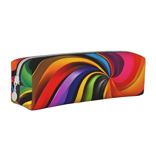 JAYWIS Federmäppchen aus Leder mit Reißverschluss, handgefertigt, Regenbogenfarben, kompakt für Schule, Büro und Reisen, weiß, Einheitsgröße, Kosmetikkoffer von JAYWIS