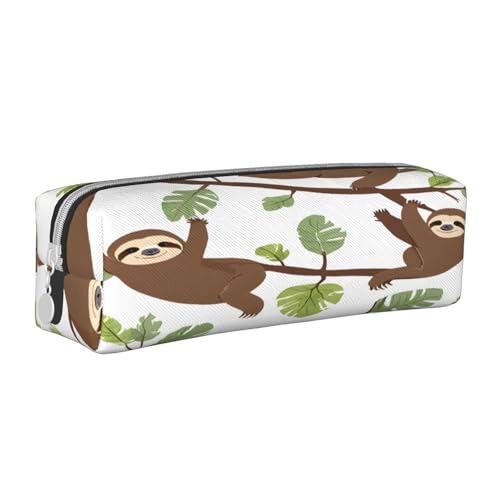 JAYWIS Federmäppchen aus Leder mit Reißverschluss, handgefertigt, gekreuzt, kompakt für Schule, Büro und Reisen, Braun, weiß, Einheitsgröße, Kosmetikkoffer von JAYWIS