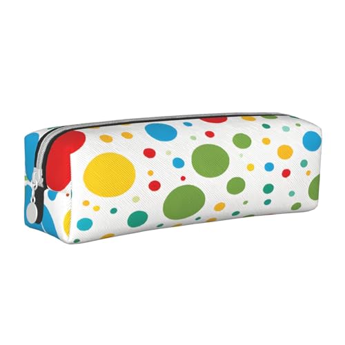 JAYWIS Federmäppchen aus Leder mit Reißverschluss, handgefertigt, gepunktet, kompakt für Schule, Büro und Reisen, weiß, Einheitsgröße, Kosmetikkoffer von JAYWIS