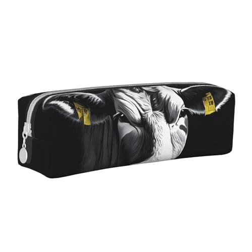 JAYWIS Federmäppchen aus Leder mit Reißverschluss, handgefertigt, mit Kuhmuster, kompakt für Schule, Büro und Reisen, Schwarz / Weiß, weiß, Einheitsgröße, Kosmetikkoffer von JAYWIS