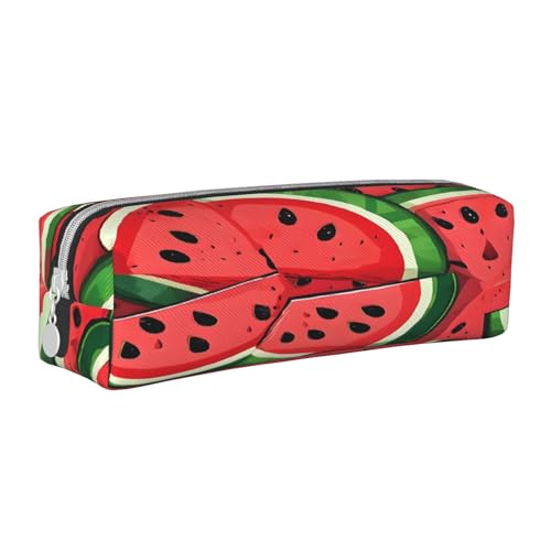 JAYWIS Federmäppchen aus Leder mit Reißverschluss, handgefertigt, mit Wassermelonen-Muster, kompakt für Schule, Büro und Reisen, weiß, Einheitsgröße, Kosmetikkoffer von JAYWIS