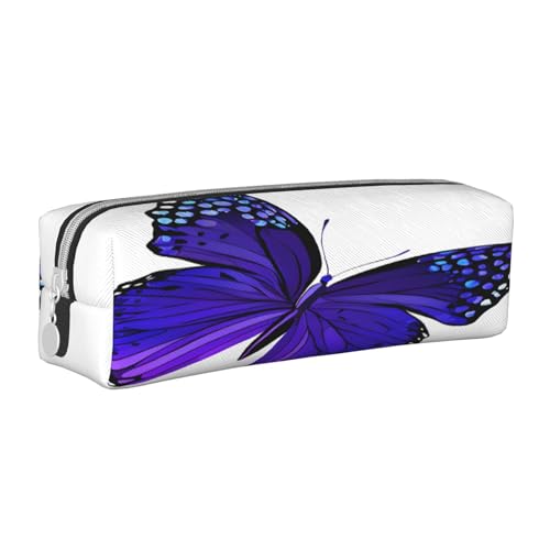 JAYWIS Federmäppchen aus Leder mit Schmetterlings-Motiv, mit Reißverschluss, handgefertigt, Crossgrain, kompakt für Schule, Büro und Reisen, weiß, Einheitsgröße, Kosmetikkoffer von JAYWIS