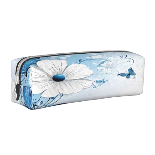 JAYWIS Federmäppchen aus Leder mit Schmetterlings-Motiv, mit Reißverschluss, handgefertigt, Crossgrain, kompakt für Schule, Büro und Reisen, weiß, Einheitsgröße, Kosmetikkoffer von JAYWIS