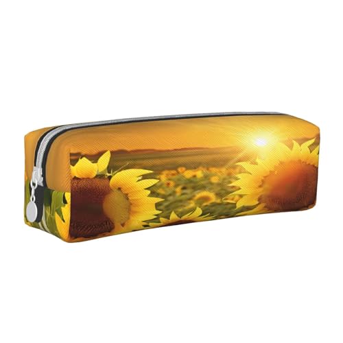 JAYWIS Federmäppchen aus Leder mit Sonnenblumen-Aufdruck, mit Reißverschluss, handgefertigt, Crossgrain, kompakt für Schule, Büro und Reisen, weiß, Einheitsgröße, Kosmetikkoffer von JAYWIS