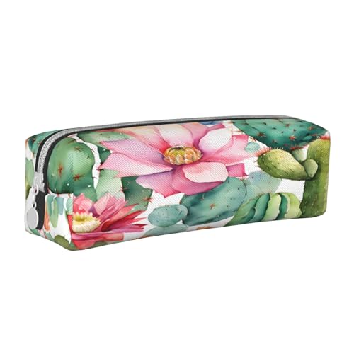 JAYWIS Federmäppchen aus Leder mit Sukkulentenrose, mit Reißverschluss, handgefertigt, Crossgrain, kompakt für Schule, Büro und Reisen, weiß, Einheitsgröße, Kosmetikkoffer von JAYWIS