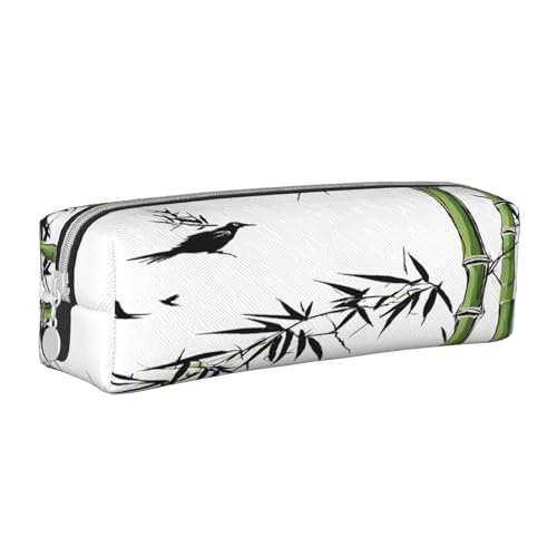 JAYWIS Federmäppchen aus Leder mit Vogelmuster, mit Reißverschluss, handgefertigt, Kreuznarbung, kompakt für Schule, Büro und Reisen, weiß, Einheitsgröße, Kosmetikkoffer von JAYWIS