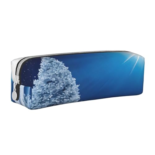 JAYWIS Federmäppchen aus Leder mit Weihnachtsschneeflockenmotiv, mit Reißverschluss, handgefertigt, Kreuznarbung, kompakt für Schule, Büro und Reisen, weiß, Einheitsgröße, Kosmetikkoffer von JAYWIS