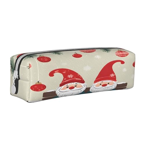 JAYWIS Federmäppchen aus Leder mit Weihnachtszwergen, mit Reißverschluss, handgefertigt, Crossgrain, kompakt für Schule, Büro und Reisen, weiß, Einheitsgröße, Kosmetikkoffer von JAYWIS