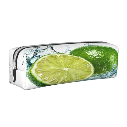 JAYWIS Federmäppchen aus Leder mit Zitronenfrucht-Aufdruck, mit Reißverschluss, handgefertigt, Crossgrain, kompakt für Schule, Büro und Reisen, weiß, Einheitsgröße, Kosmetikkoffer von JAYWIS