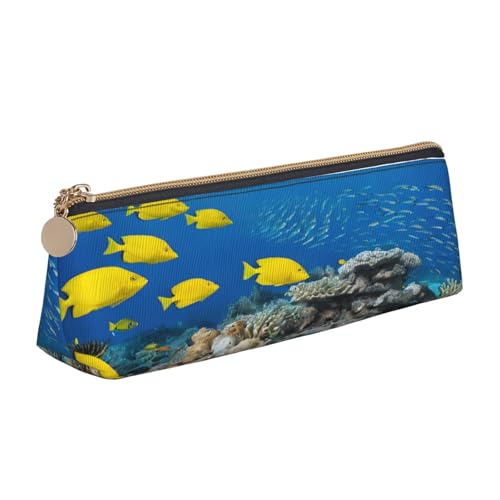 JAYWIS Federmäppchen aus Leder mit buntem Fisch-Druck, dreieckig, für Schule, Büro und Reisen, Premium-Reißverschluss-Design, weiß, Einheitsgröße, Taschen-Organizer JAYWIS Federmäppchen aus Leder mit buntem Fisch-Druck, dreieckig, für Schule, Büro und Reisen, Premium-Reißverschluss-Design, weiß, Einheitsgröße, Taschen-Organizer von JAYWIS