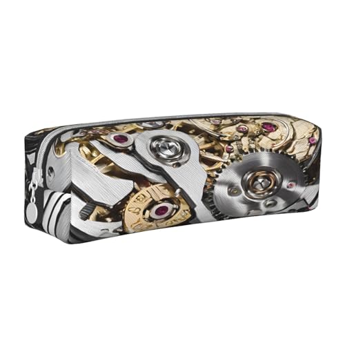 JAYWIS Federmäppchen aus Leder mit coolem Steampunk-Motiv, mit Reißverschluss, handgefertigt, Crossgrain, kompakt für Schule, Büro und Reisen, weiß, Einheitsgröße, Kosmetikkoffer von JAYWIS