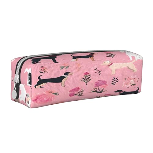 JAYWIS Federmäppchen aus Leder mit französischer Bulldogge und Blumen, mit Reißverschluss, handgefertigt, Crossgrain, kompakt für Schule, Büro und Reisen, weiß, Einheitsgröße, Kosmetikkoffer von JAYWIS