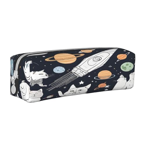 JAYWIS Federmäppchen aus Leder mit lustigem Astronauten-Design, mit Reißverschluss, handgefertigt, Crossgrain, kompakt für Schule, Büro und Reisen, weiß, Einheitsgröße, Kosmetikkoffer von JAYWIS