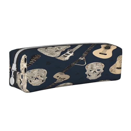 JAYWIS Federmäppchen aus Leder mit mexikanischem Totenkopf-Druck, mit Reißverschluss, handgefertigt, Crossgrain, kompakt für Schule, Büro und Reisen, weiß, Einheitsgröße, Kosmetikkoffer von JAYWIS